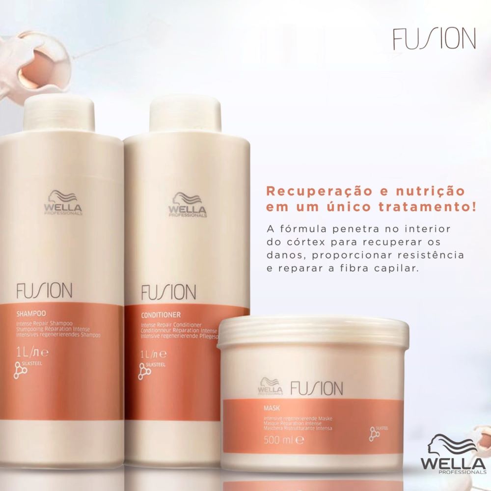 Wella Professionals Kit Fusion Shampoo Condicionador Máscara Reconstrutora Salão