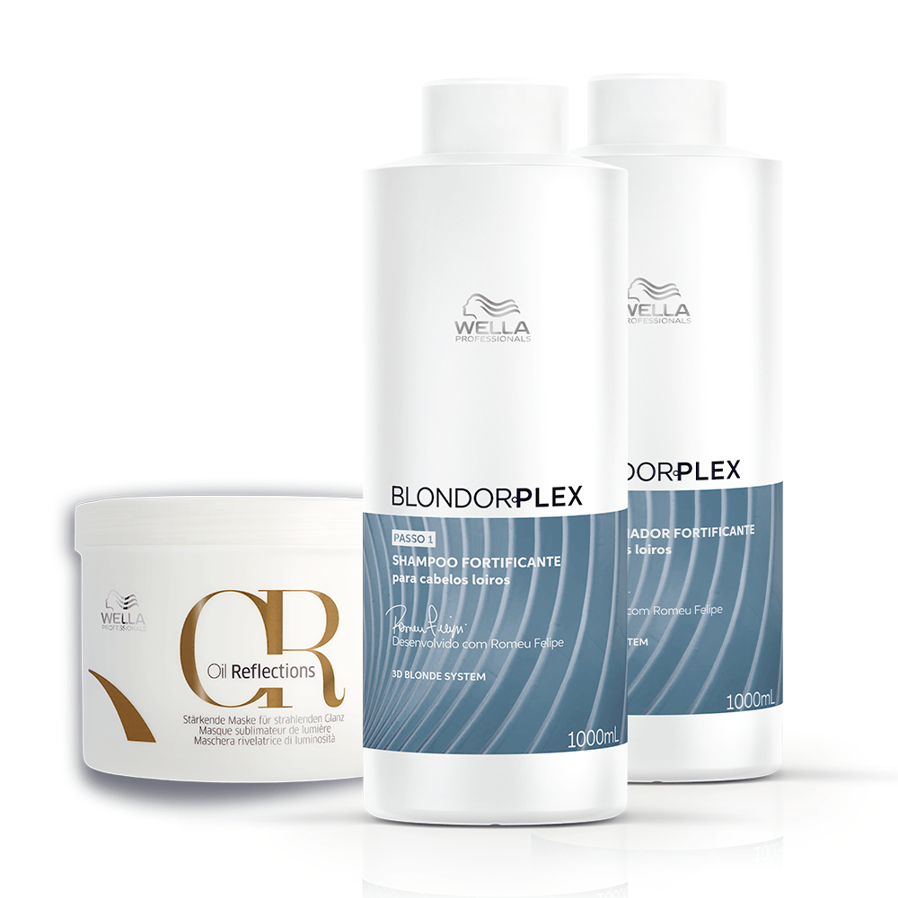 Wella Professionals Kit Blondorplex OR Salão Trio Shampoo 1L Condicionador 1L Máscara 500ml