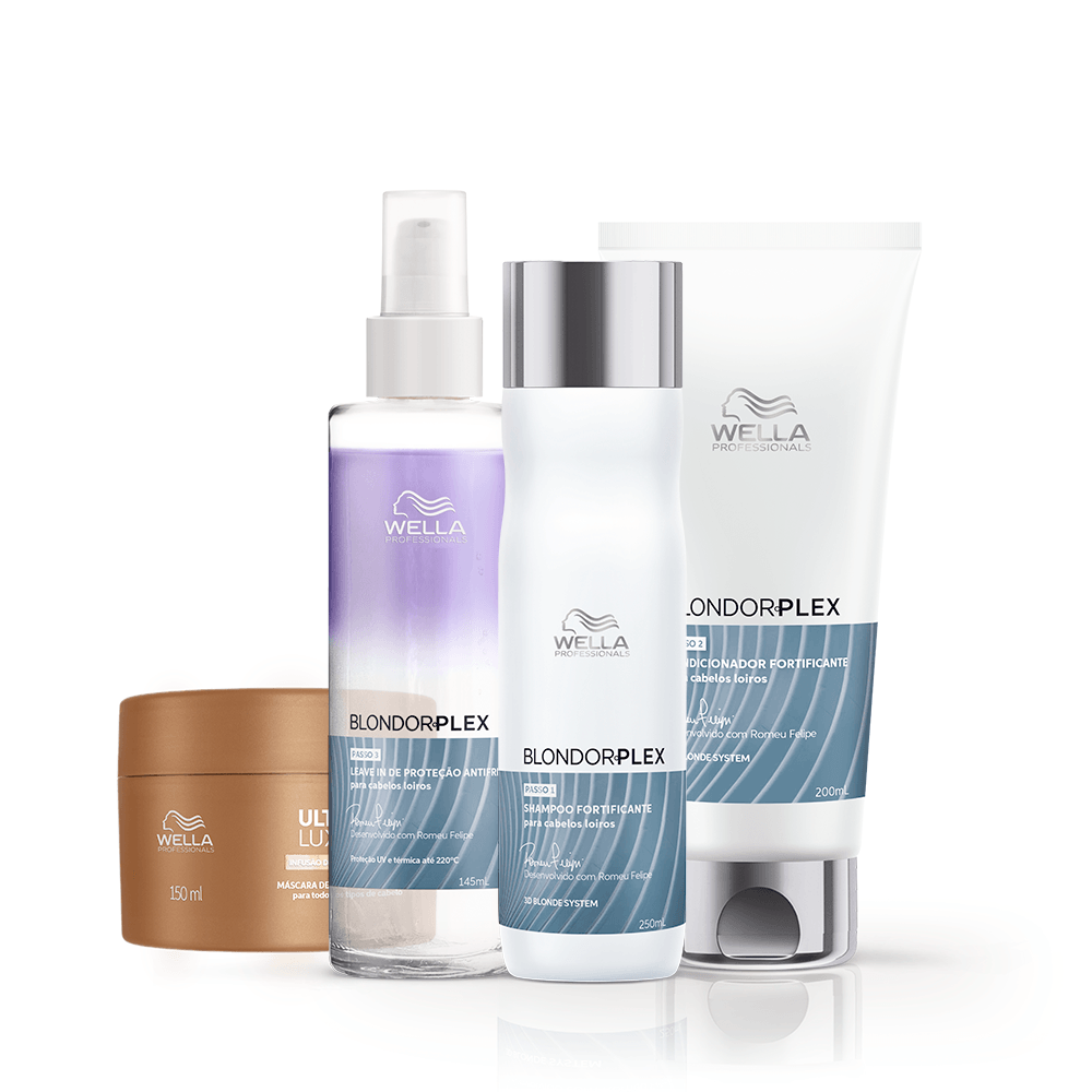 Wella Professionals Kit Blondorplex Luxe Oil Trio Shampoo Condicionador Leave-In