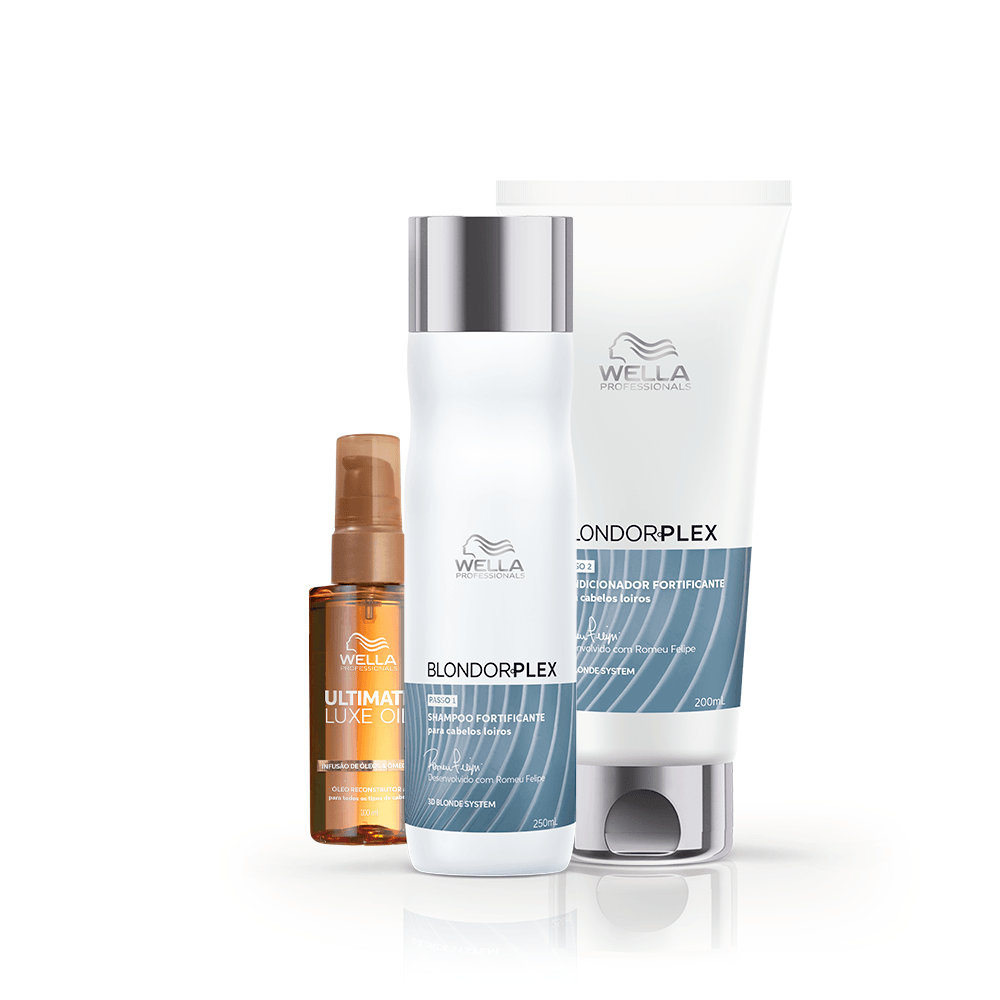 Wella Professionals Kit Blondorplex Luxe Oil Trio Shampoo Condicionador Óleo