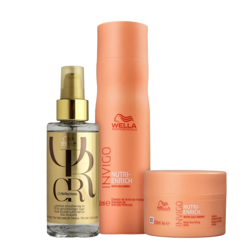 Wella Professionals Kit Nutri-Enrich e Oil Reflections Shampoo 250ml Máscara 150ml e Óleo 100ml