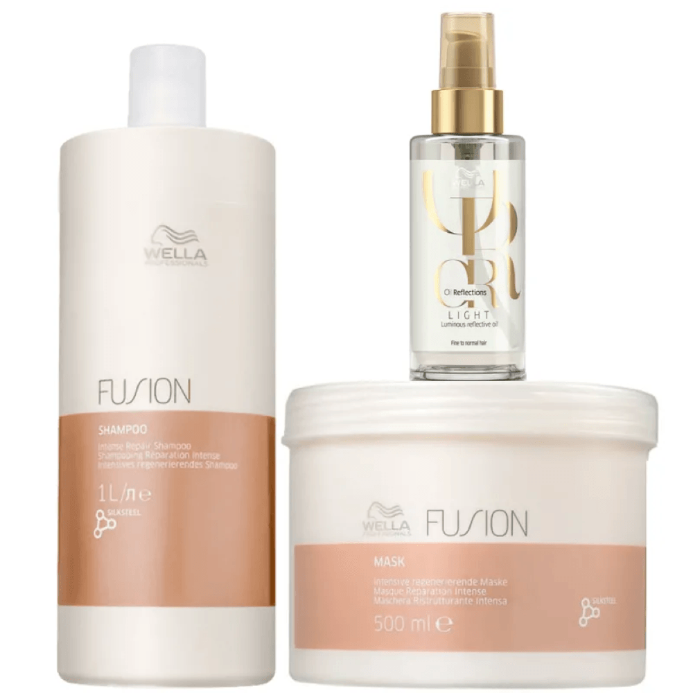 Wella Professionals Kit Fusion e Oil Reflection Light Tratamento 3 Produtos