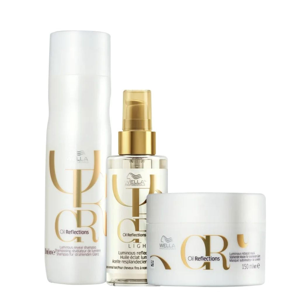 Wella Professionals Kit Oil Reflections Shampoo 250ml + Máscara 150ml + Óleo Light 100ml