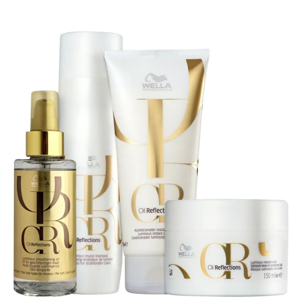 Wella Professionals Oil Reflections Kit Shampoo 250ml Condicionador 200ml Máscara 150ml e Óleo 100ml